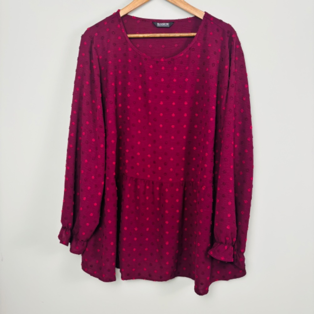BloomChic Textured Dot Peplum Blouse Size 22/24 - Picture 4 of 6